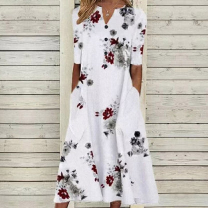 Leichtes & fließendes Damenkleid – florales Design, Polyester, für den Alltag 3
