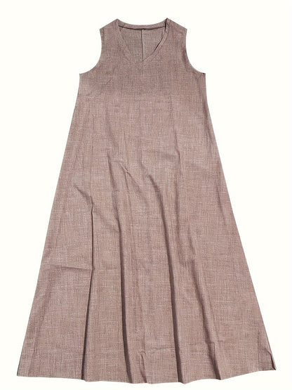 Leichtes & lässiges Damen Maxikleid – ärmellos, Leinen, für Sommerausflüge 4