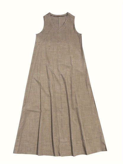 Leichtes & lässiges Damen Maxikleid – ärmellos, Leinen, für Sommerausflüge 5