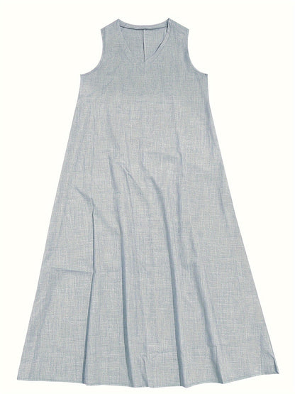 Leichtes & lässiges Damen Maxikleid – ärmellos, Leinen, für Sommerausflüge 6