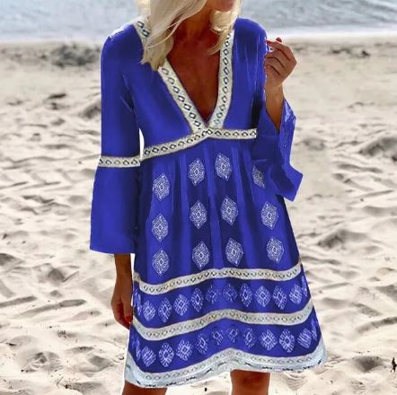 Leichtes & lässiges Damenkleid – Fledermausärmel, atmungsaktives Material, für Freizeit und Sommerevents 0
