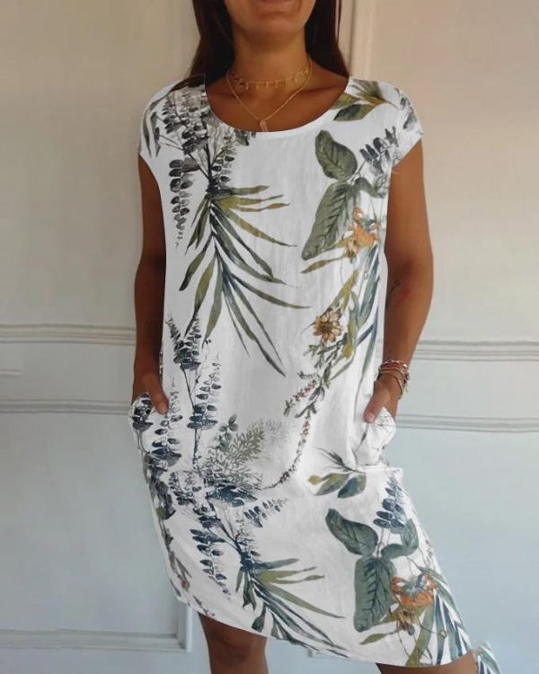 Leichtes & schmeichelhaftes Damenkleid – Baumwoll-Leinen-Mix, für Freizeit und Reisen 0