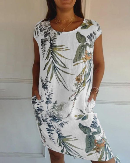 Leichtes & schmeichelhaftes Damenkleid – Baumwoll-Leinen-Mix, für Freizeit und Reisen 0