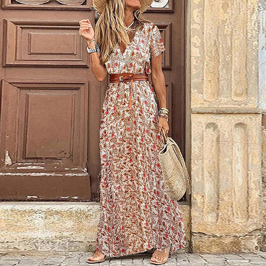 Leichtgewichtige & fließende Damen-Maxi-Jurk – V-Ausschnitt, elastisches Material, für Freizeit und besondere Anlässe 4