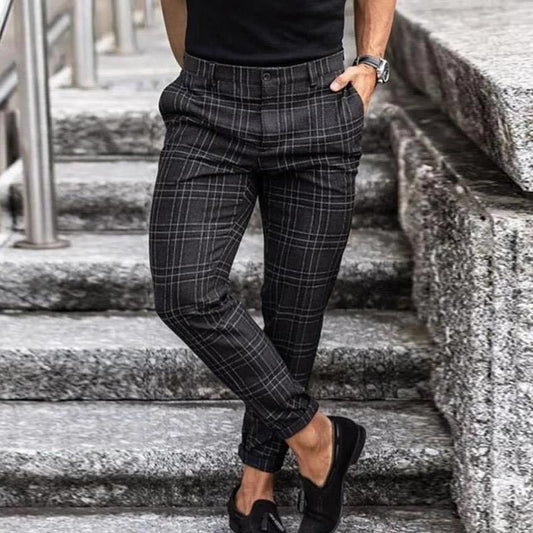 Stilvolle Karierte Chino Hose Herren Aus Leichter Baumwolle Mit Komfortabler Passform-1