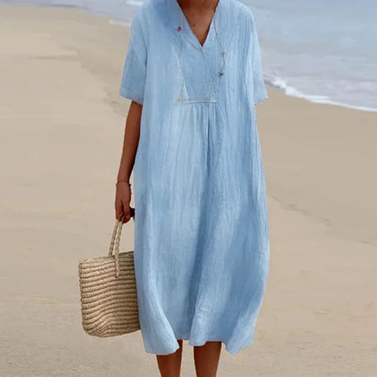 Luftige Damen Sommerkleid – lässiger Schnitt, Polyester, für warme Tage 0