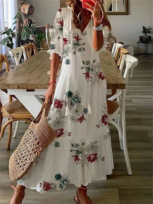 Luftiges Damen-Maxi-Kleid – fließender Schnitt, atmungsaktives Material, für Sommertage 0