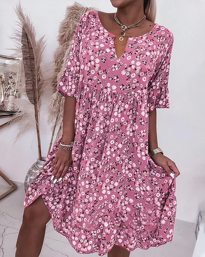 Luftiges Damen Kleid – knielang, floral, für Sommerpartys und Gartenfeiern 0