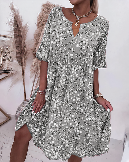 Luftiges Damen Kleid – knielang, floral, für Sommerpartys und Gartenfeiern 1