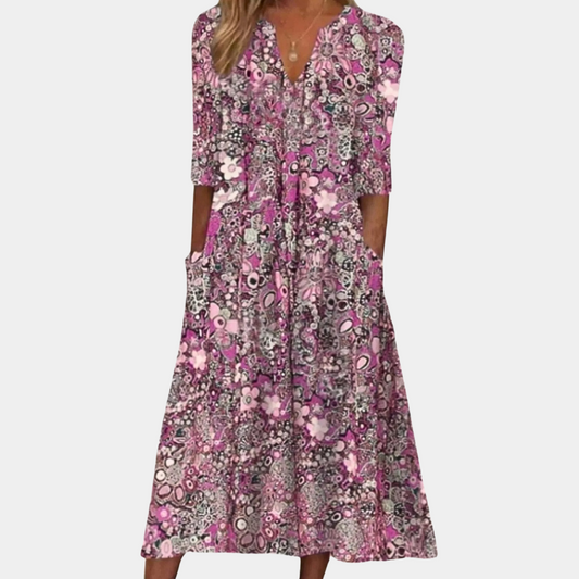 Luftiges Damenmaxikleid – geblümtes Design, weicher Stoff, für Sommer und Frühling 0