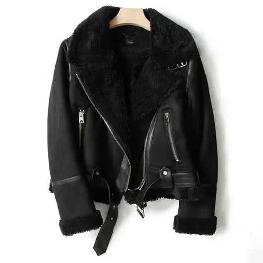 Women’s Biker Jacket with Belted Waist Chic Modern Outerwear