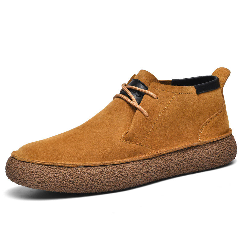 Men’s Lace-Up Mid-Top Shoes Smart Casual Loafers with Gripped Sole