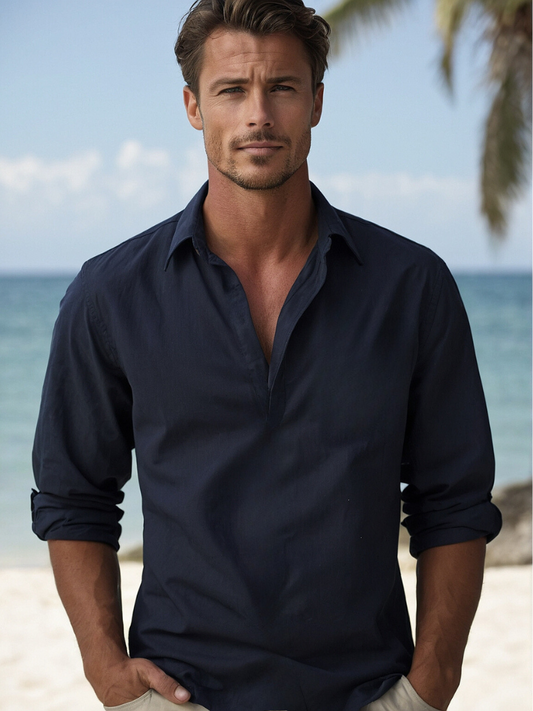Leinenhemd Herren, Atmungsaktives Entspanntes Fit, Klassisches Design, Ideal für Sommer und Lässige Anlässe