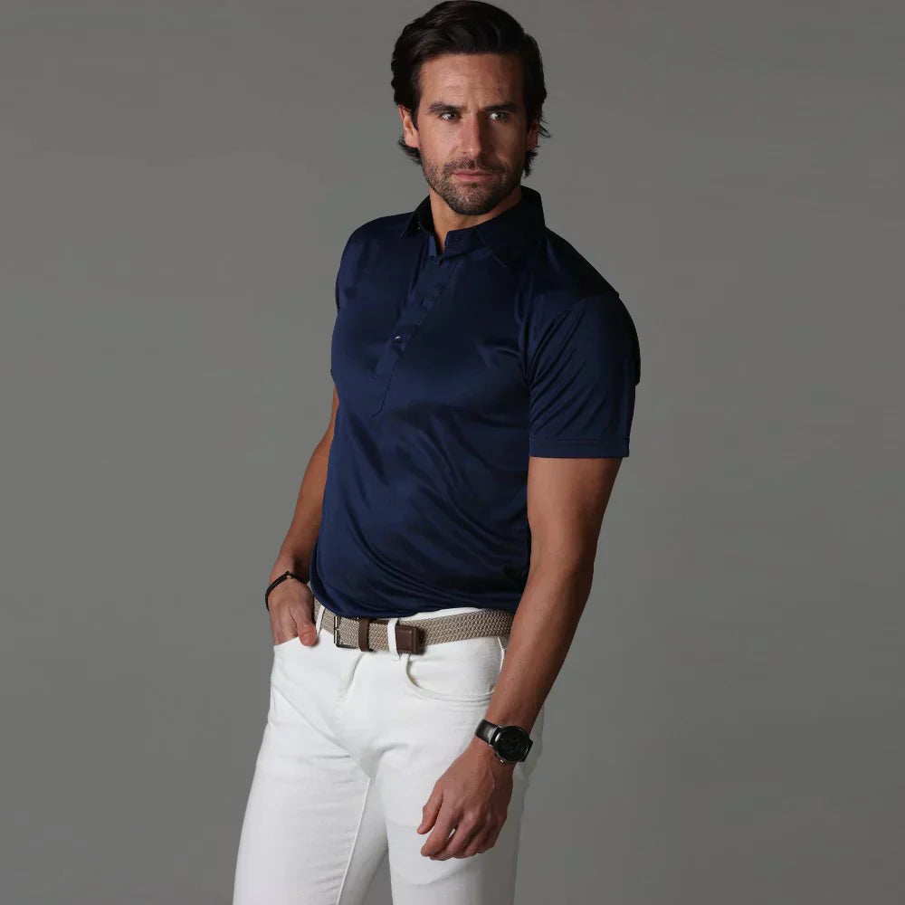 Variant image for Strukturiertes Poloshirt Herren aus Premium-Baumwollmischung, Moderner Schnitt, Elegante Freizeitkleidung-11