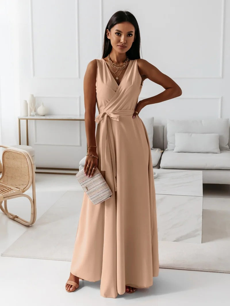 Variant image for Elegantes Maxikleid Damen Mit V-Ausschnitt - Vielseitiges Langes Kleid Für Jeden Anlass-17