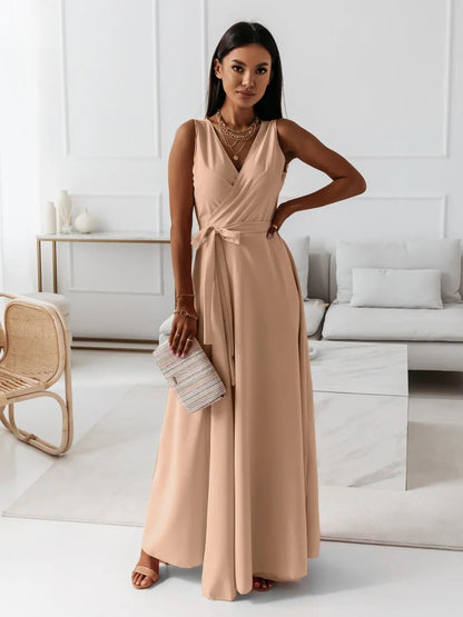 Variant image for Elegantes Maxikleid Damen Mit V-Ausschnitt - Vielseitiges Langes Kleid Für Jeden Anlass-17