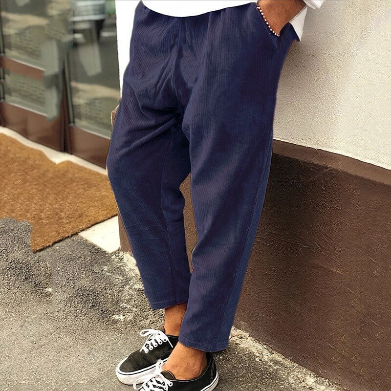Men’s Loose Fit Casual Trousers Relaxed Ankle-Length Style