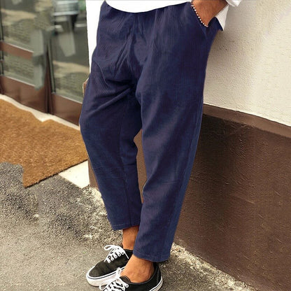 Men’s Loose Fit Casual Trousers Relaxed Ankle-Length Style