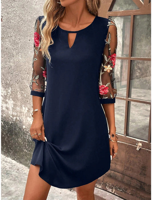A-Linien MIDI-Kleid Damen mit Spleißdetails – Elegantes Schwarzes Festliches Kleid für Alltag und besondere Anlässe