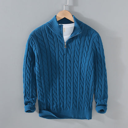 Men’s Textured Half-Zip Jumper Classic Warm Layer for Smart & Casual Looks