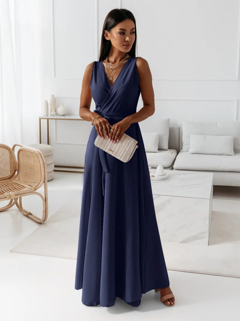 Variant image for Elegantes Maxikleid Damen Mit V-Ausschnitt - Vielseitiges Langes Kleid Für Jeden Anlass-21