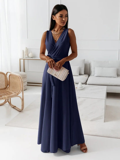 Variant image for Elegantes Maxikleid Damen Mit V-Ausschnitt - Vielseitiges Langes Kleid Für Jeden Anlass-21