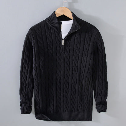 Men’s Textured Half-Zip Jumper Classic Warm Layer for Smart & Casual Looks
