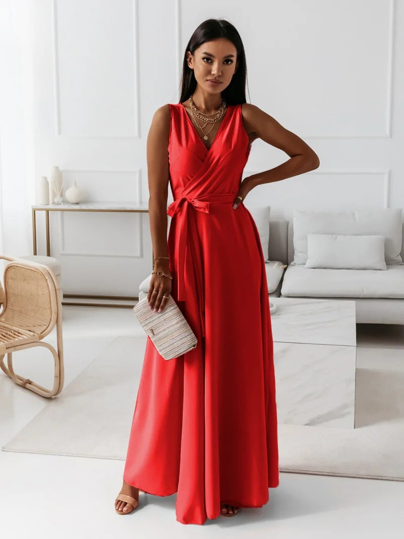 Variant image for Elegantes Maxikleid Damen Mit V-Ausschnitt - Vielseitiges Langes Kleid Für Jeden Anlass-13