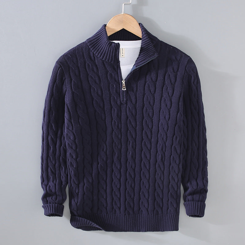 Men’s Textured Half-Zip Jumper Classic Warm Layer for Smart & Casual Looks