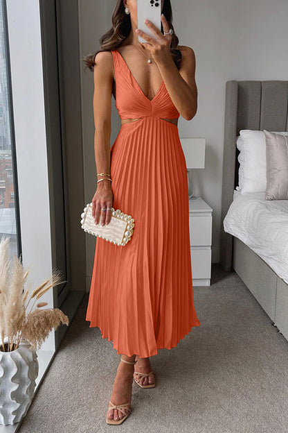 Variant image for Elegantes Weißes Maxikleid mit V-Ausschnitt für Damen, Plissiertes Langes Kleid für Besondere Anlässe-19
