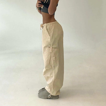Beige Fallschirmhose Herren Mit Verstellbarem Bund Und Mehreren Taschen – Bequeme Cargo Hosen Herren Für Freizeit Und Abenteuer-6