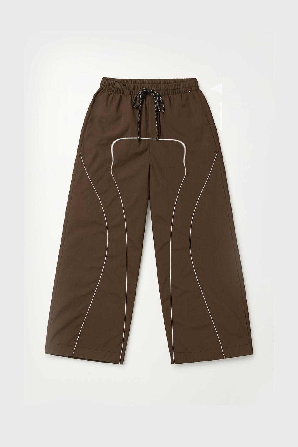 Braune Fallschirmhosen Mit Einstellbarem Drawcord, Sechs-Taschen-Design, Übergroße Passform Für Lässige Und Urbane Outfits-3