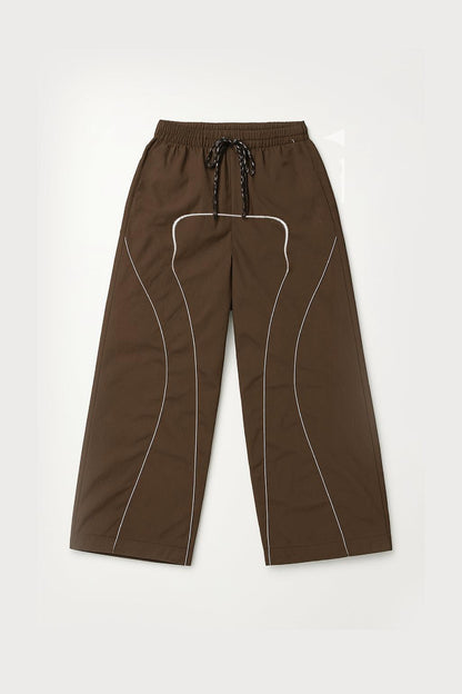 Braune Fallschirmhosen Mit Einstellbarem Drawcord, Sechs-Taschen-Design, Übergroße Passform Für Lässige Und Urbane Outfits-3