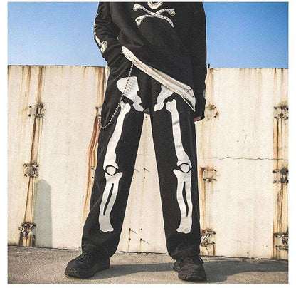 Variant image for Y2K Skeletthosen Unisex Aus Baumwollpolyestermischung Mit Auffälligen Skelettdesigns Und Mehreren Taschen-7