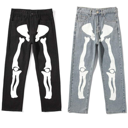 Y2K Skeletthosen Unisex Aus Baumwollpolyestermischung Mit Auffälligen Skelettdesigns Und Mehreren Taschen-6