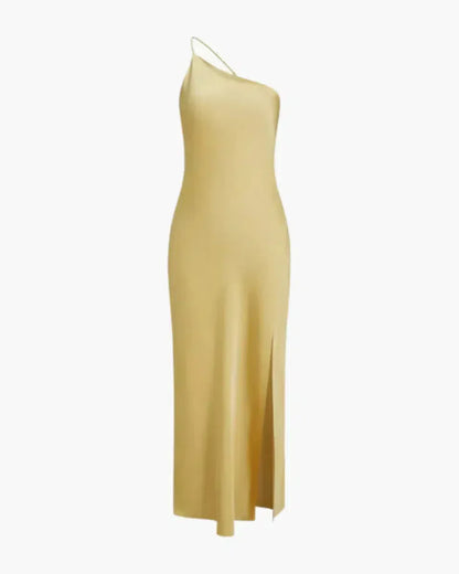 Variant image for Geschichtetes Maxikleid für Frauen mit Kreuzträgern und fließendem Rock in lebhaftem Gelb für Sommerveranstaltungen-1
