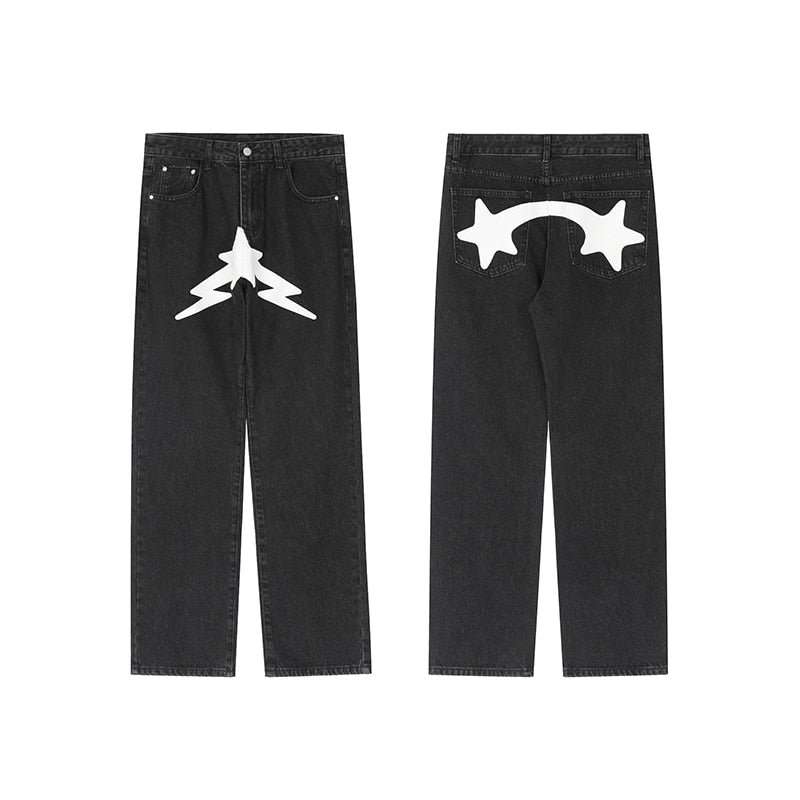 Y2K Druckjeans Mit Lebendigen Designs Und Bequemer Passform-1