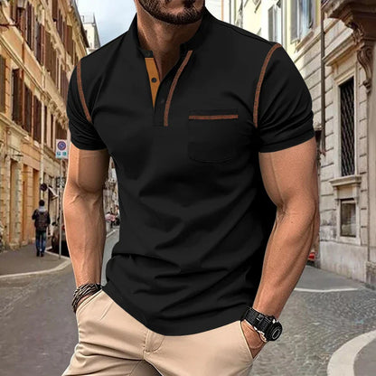Casual Herren Polo Shirt mit Stehkragen – Atmungsaktives Poloshirt für Sommermode, Vielseitig und Elegantes Design-3