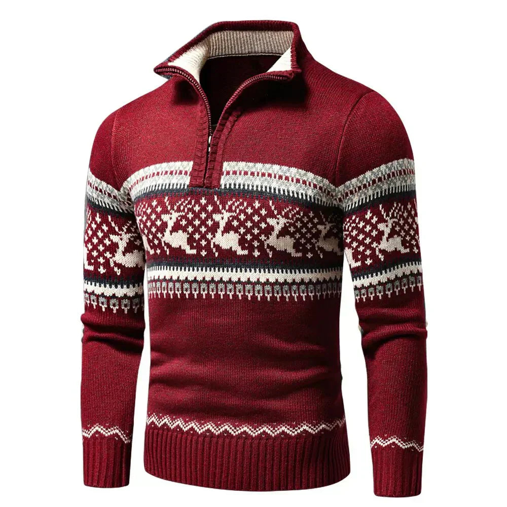 Men's Festive Zip-Up Christmas Jumper Perfect for the Holidays