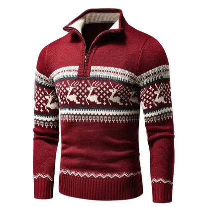 Men's Festive Zip-Up Christmas Jumper Perfect for the Holidays
