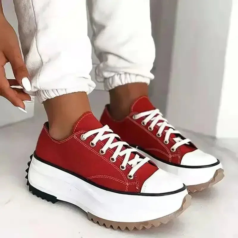 Klassische Leinwand-Sneaker Damen - Plattform-Schnürschuhe für Freizeit und Alltag-2