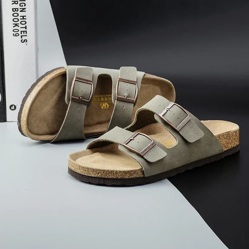 Langlebige Herren Sandalen aus Leder - Nicht rutschende Outdoor Freizeitschuhe für den Sommer-3