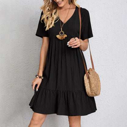 Variant image for Lässiges Damen Sommer Mini Kleid – Leichtgewicht, Atmungsaktiv, V-Ausschnitt, Perfekt für Strand und Freizeit-31