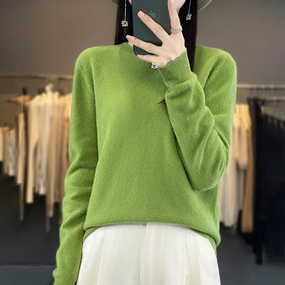 Variant image for Purer Merino Wollpullover Damen - Herbst Winter O-Neck-17