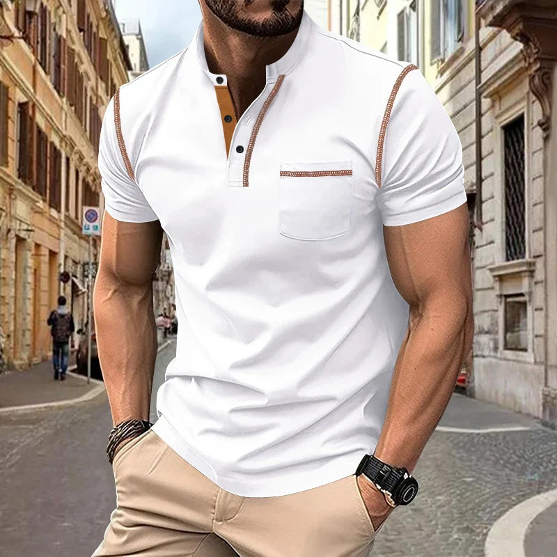 Casual Herren Polo Shirt mit Stehkragen – Atmungsaktives Poloshirt für Sommermode, Vielseitig und Elegantes Design-2