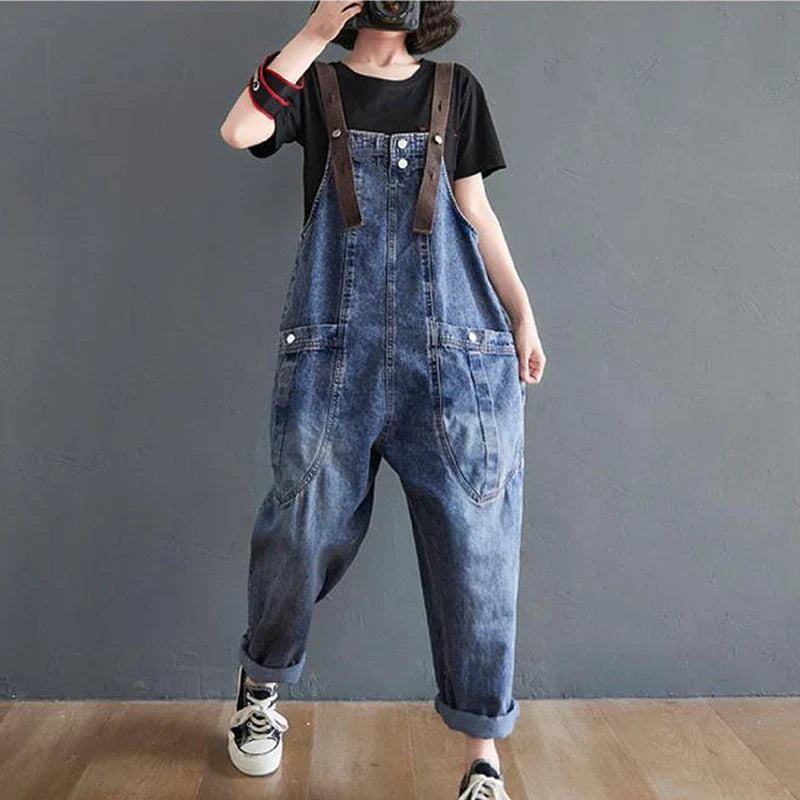 Vintage Große Taschen Hosenträger Jeanshosen für Damen – Bequeme Harem-Jeans für Stilbewusste Frauen 2