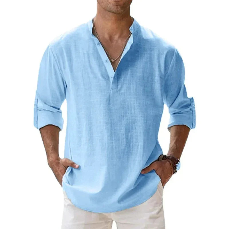 Variant image for Leichte Langarm Herrenhemden - Atmungsaktives Henley Design für Herren, Vielseitig und Bequem-29