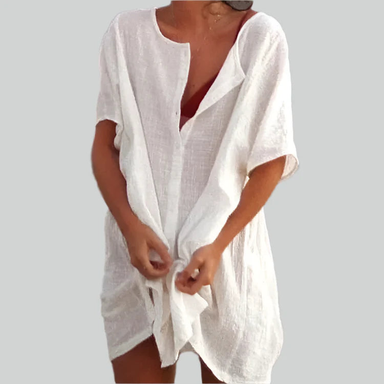 Übergroße Baumwollbluse Damen mit Kurzen Ärmeln für Sommer - Leicht, Atmungsaktiv, Vintage-Design, Größen S bis 8XL-3