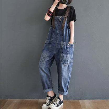 Vintage Große Taschen Hosenträger Jeanshosen für Damen – Bequeme Harem-Jeans für Stilbewusste Frauen 3