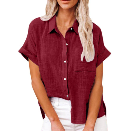 Variant image for Kurzärmlige Damenbluse aus Leinenoptik im Casual-Look mit lockerem Schnitt-43